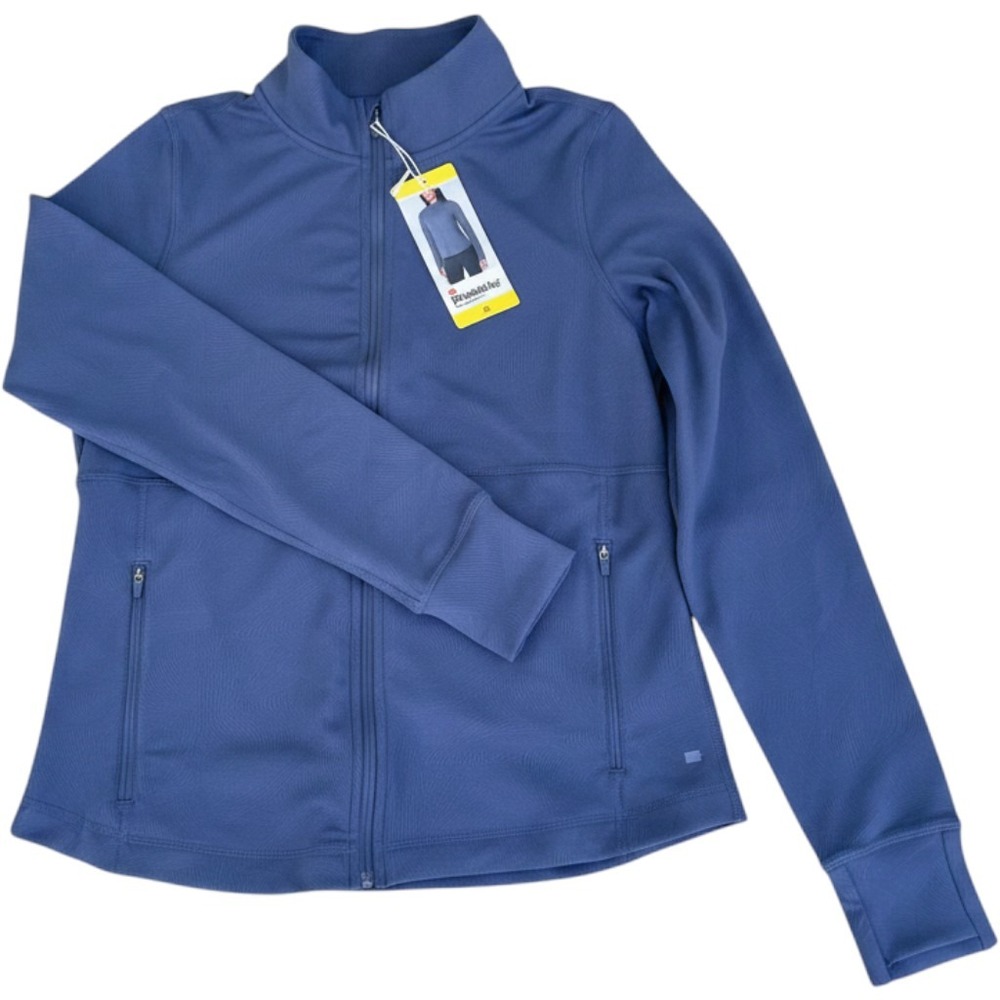 Mondetta Active Full Zip Jacket Womens Small Blue Waterfall Pattern Thumbholes